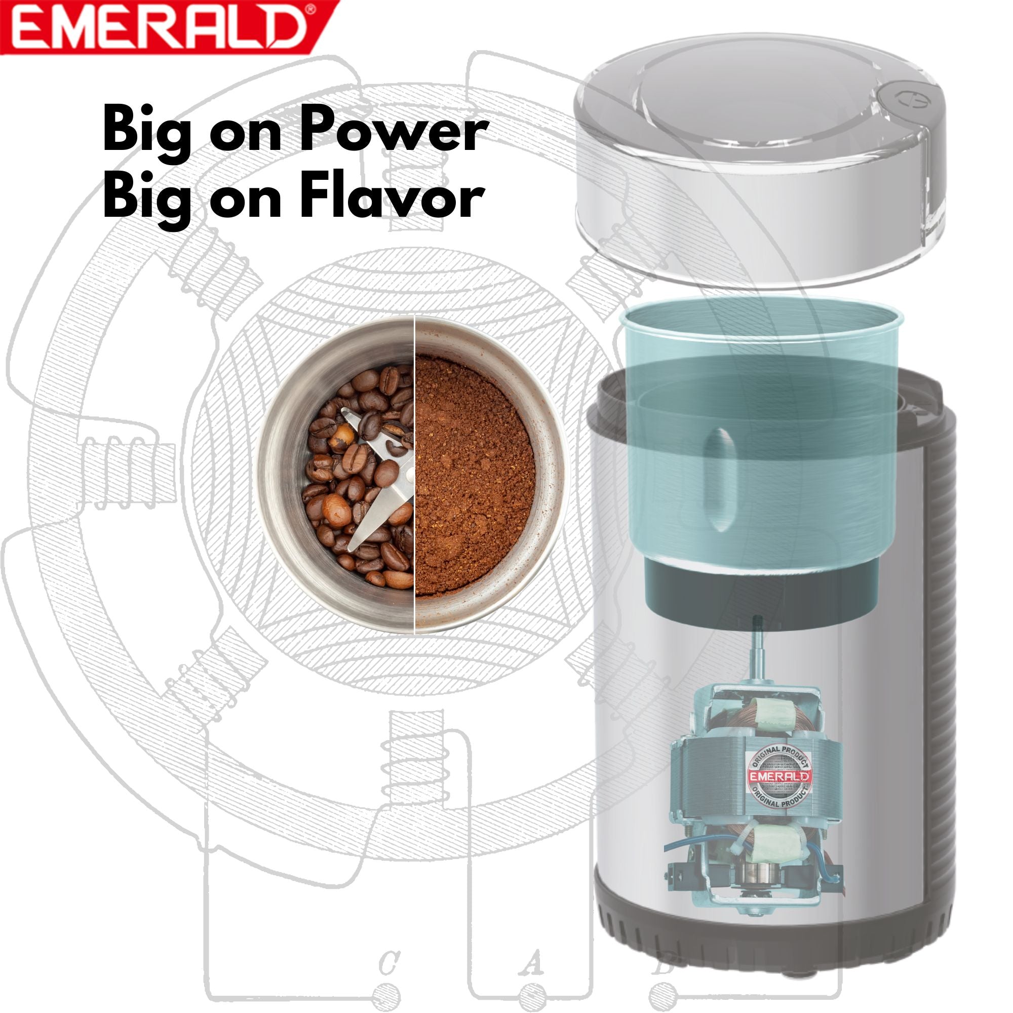 EK792CG Stainless Steel Raw Coffee Bean Grinder